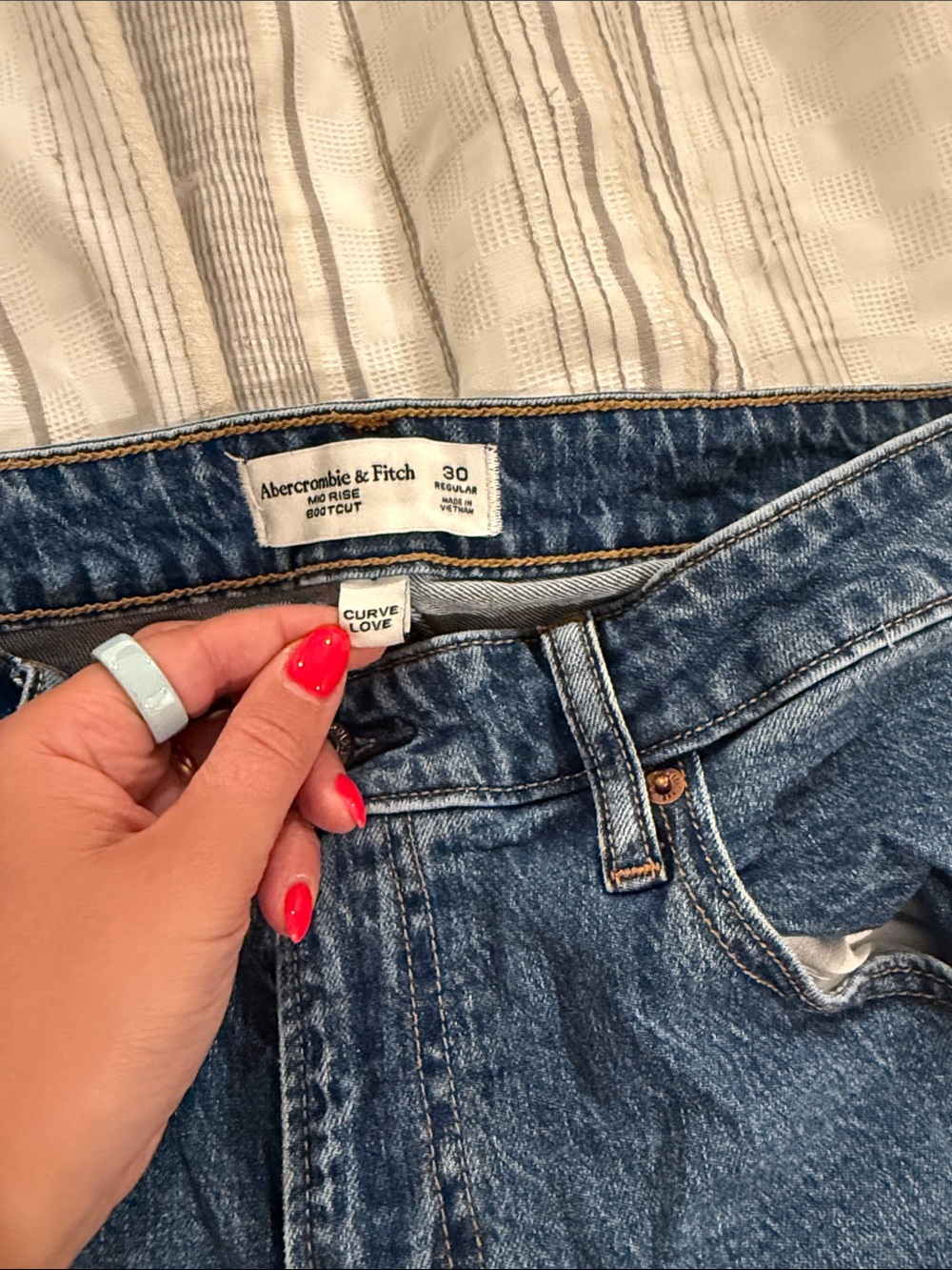 Abercrombie & Fitch Curve Love Mid ride boot cut Blue Women's Jeans regular 30